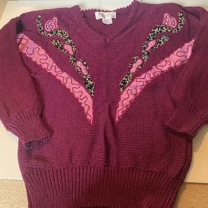 NWOT & Vintage 1990s Maurada Enbeliahed V-Neck Sweater